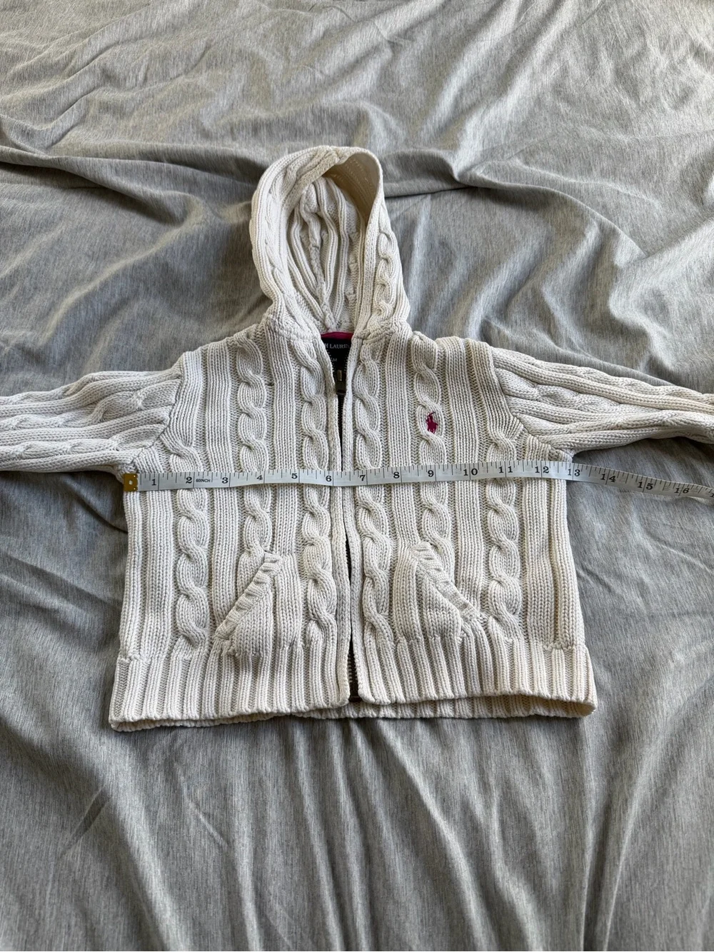Ralph Lauren Cable Knit Cotton Jacket Cardian Girls 24 Months Cream Sweater